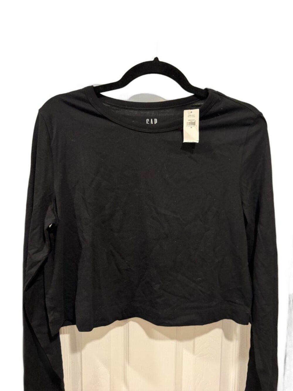 Gap Cropped Long Sleeve Top Black Size M